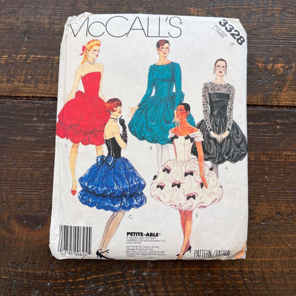 McCalls #3328 BUBBLE Evening Cocktail Dress Vintage 1987 Sewing Patterns UNCUT